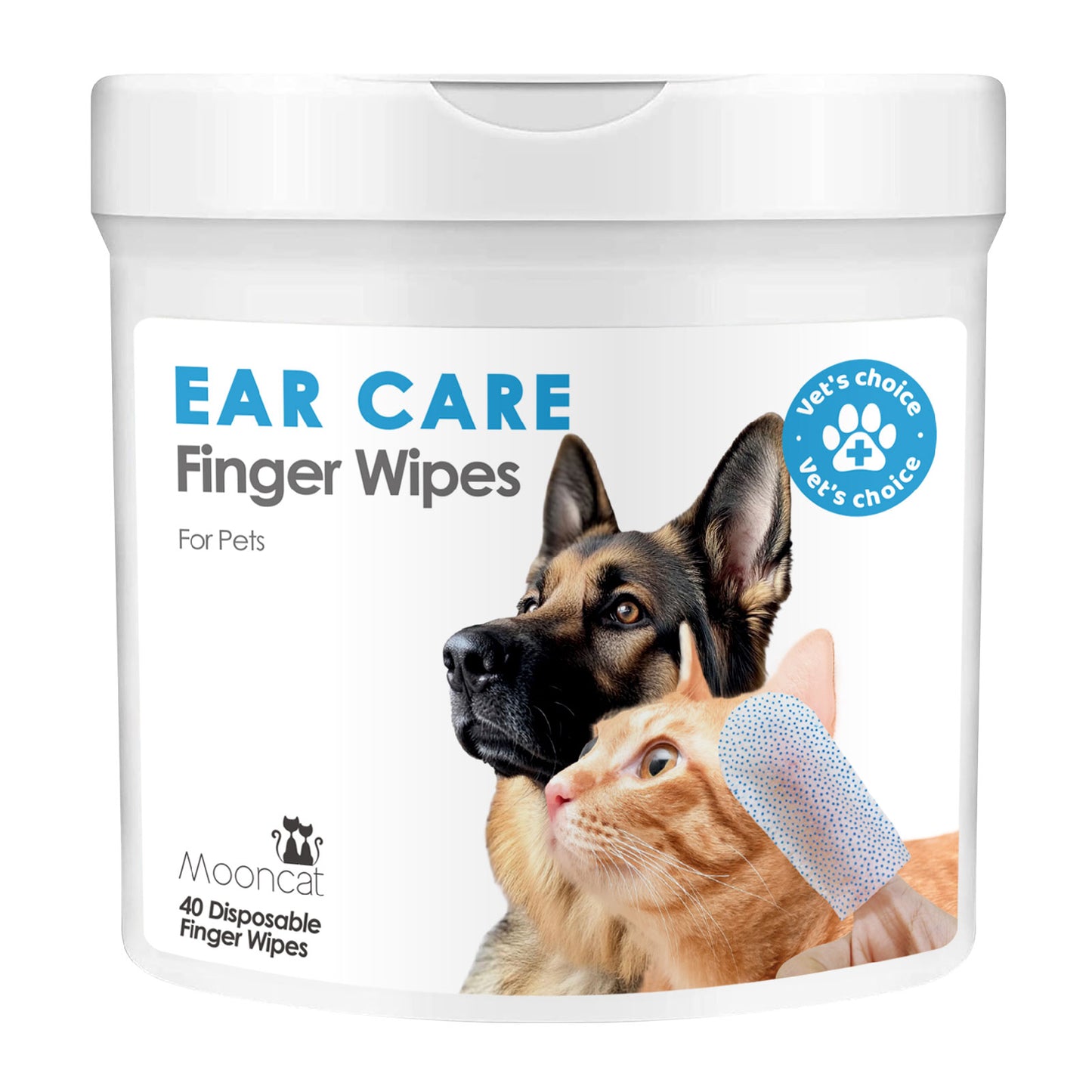 Mooncat Ear Care Finger Wipes fot Pets