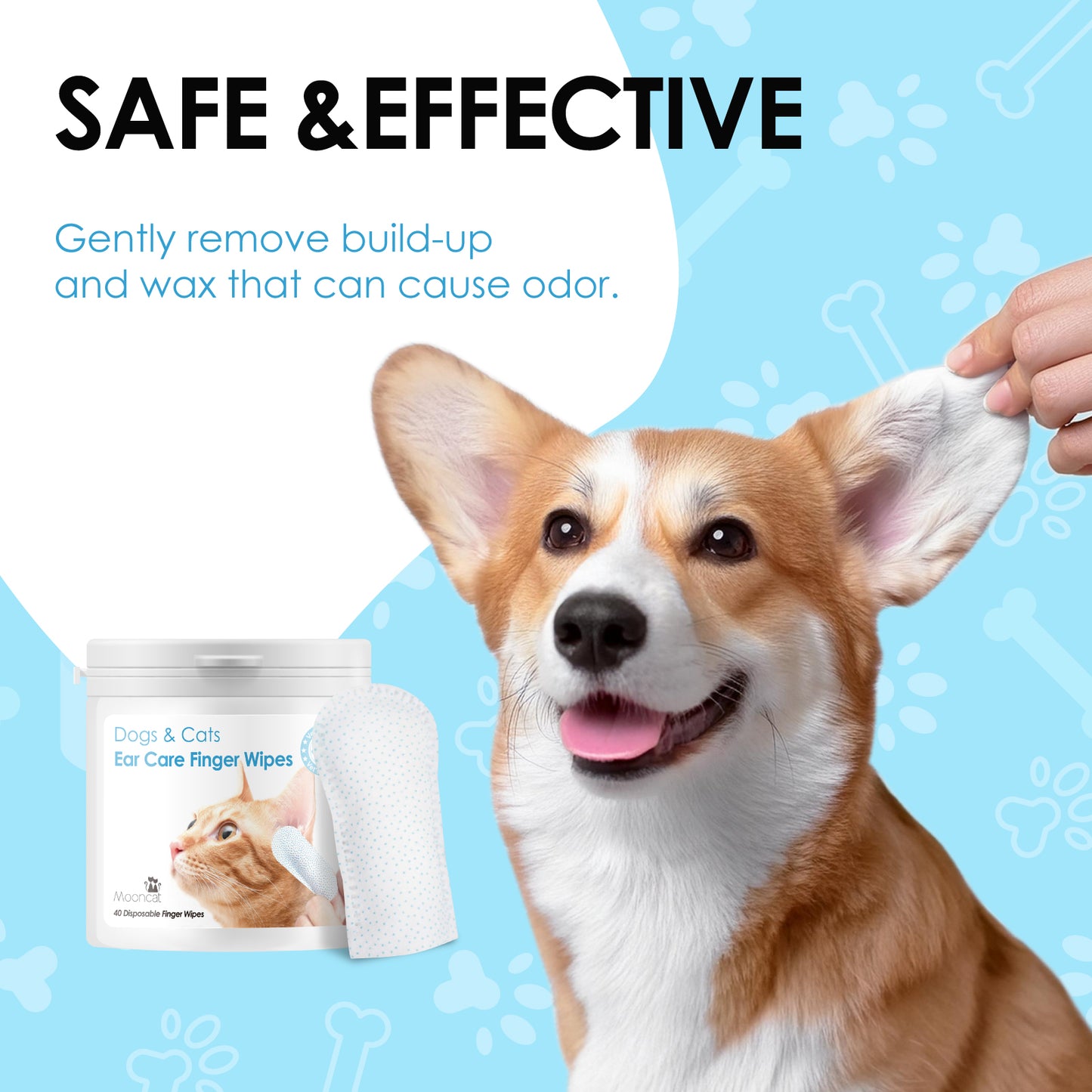 Mooncat Ear Care Finger Wipes fot Pets