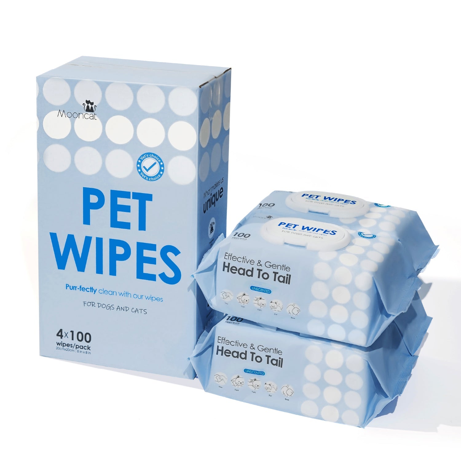 Mooncat Unscented Cat&Dog Wipes - 400 Counts Mooncat