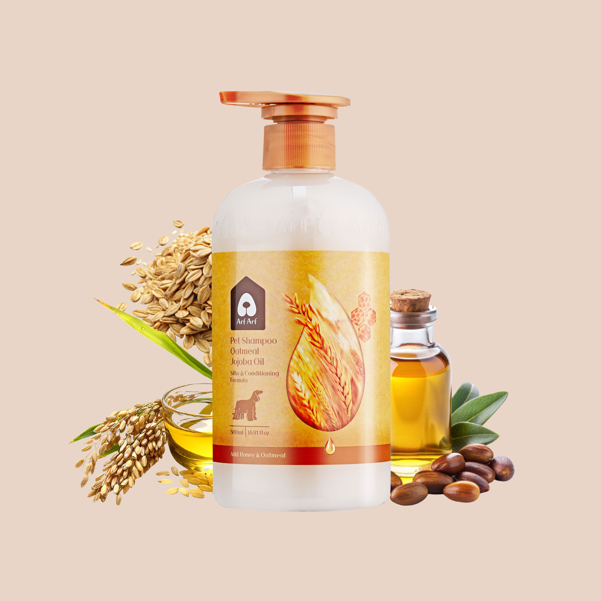 【Arf Arf】Dog Shampoo Silky & Conditioning, Hydrating Oatmeal Formula - 16oz