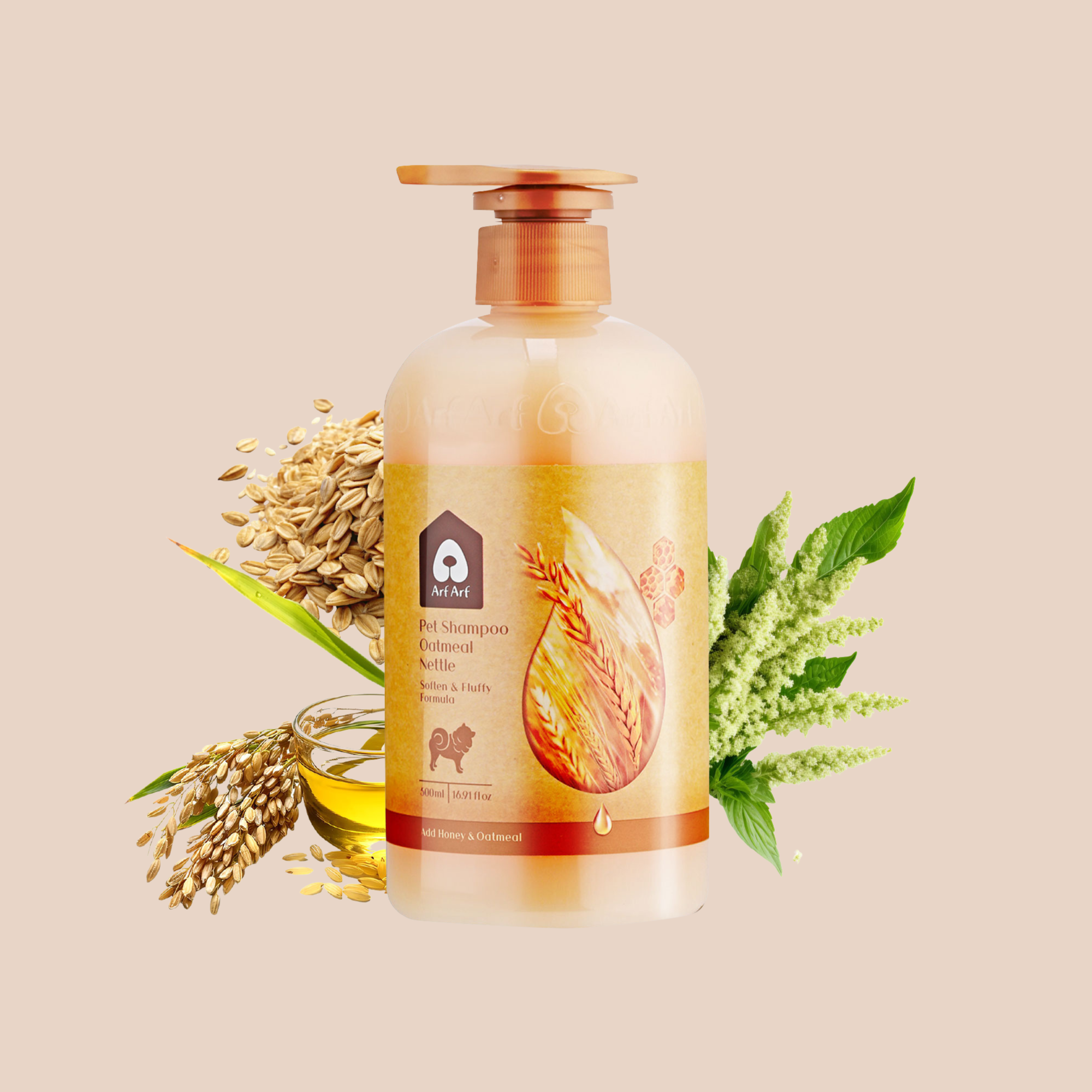 【Arf Arf】Dog Shampoo - Soften & Fluffy Oatmeal Formula 16oz for Silky Smooth Coats