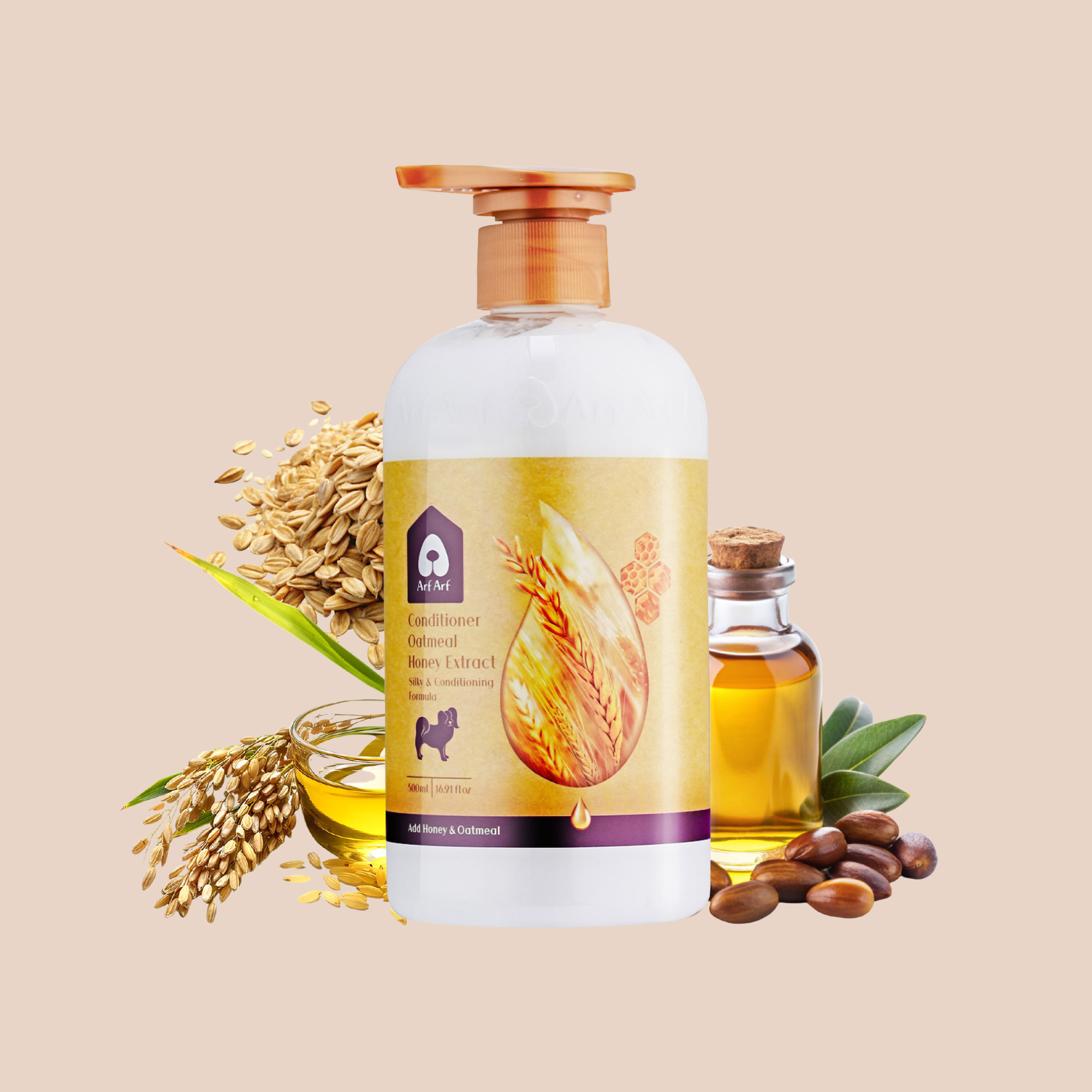 【Arf Arf】Dog Conditioner - Moisturizing Oatmeal Formula 16oz for Healthy Coats