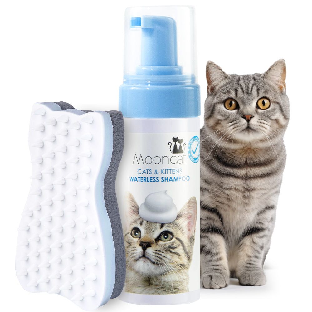 Mooncat Waterless Cat Shampoo + Brush Kit - 5 oz Mooncat