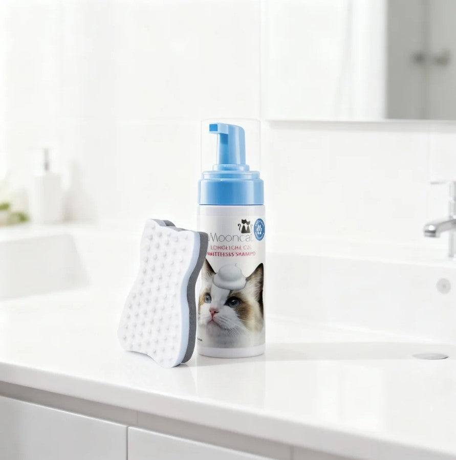 Mooncat® Waterless Shampoo for Longhair Cats and Brush Kit - 5 oz