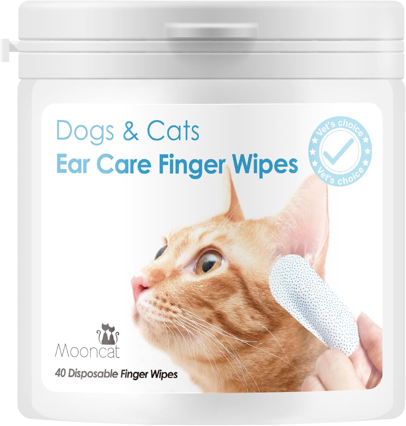 Mooncat Ear Cleaner Wipes for Pets— 40 Finger Wipes Mooncat