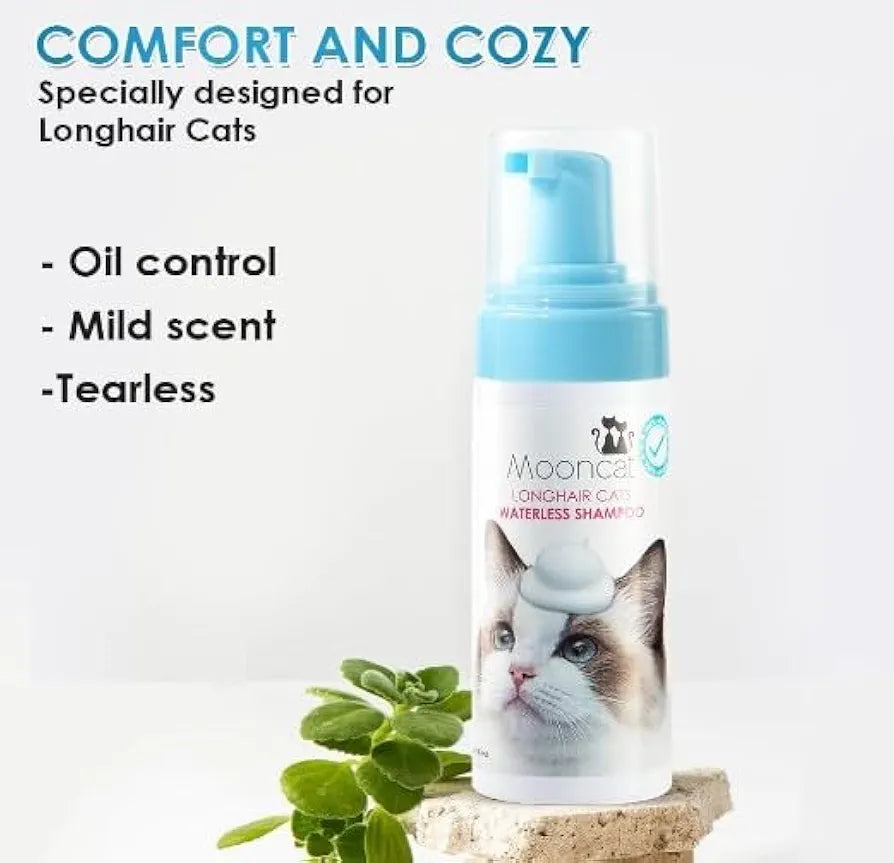 Mooncat Waterless Shampoo for Long Hair Cats - 5 oz Mooncat