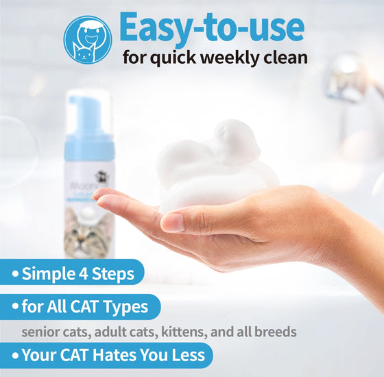 Mooncat Waterless Shampoo for Long Hair Cats and Brush Kit - 5 oz Mooncat