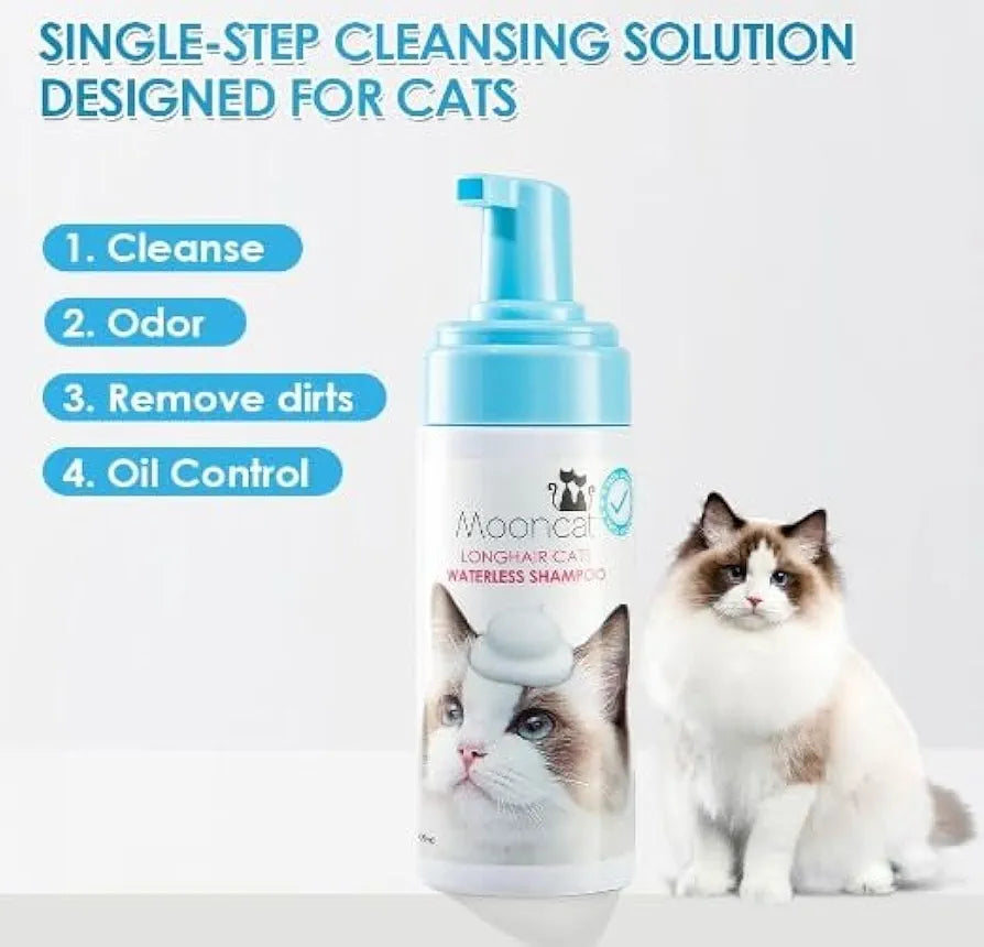 Mooncat Waterless Shampoo for Long Hair Cats - 5 oz Mooncat