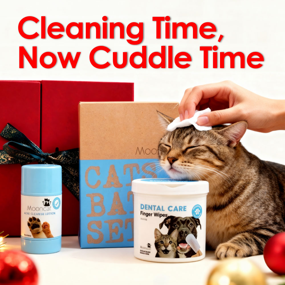Mooncat® Christmas Grooming Set - Waterless Shampoo, Paw Balm & Dental Wipes (Limited Edition)