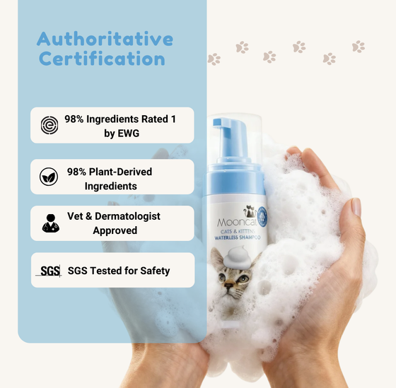Mooncat® SnapBath Dry Cat Shampoo(5oz) & Brush — Mess‑Free Refresh