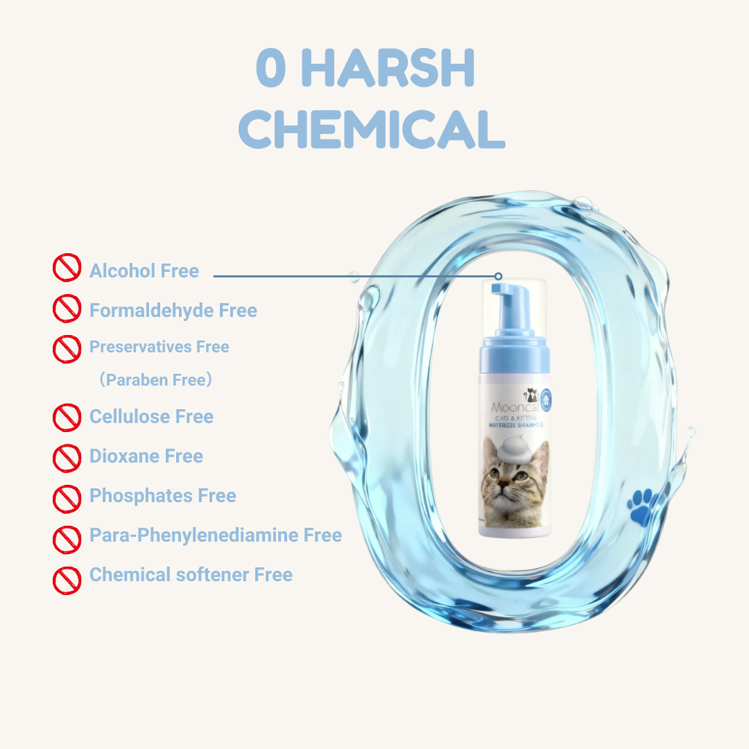 Mooncat® SnapBath Dry Cat Shampoo(5oz) & Brush — Mess‑Free Refresh