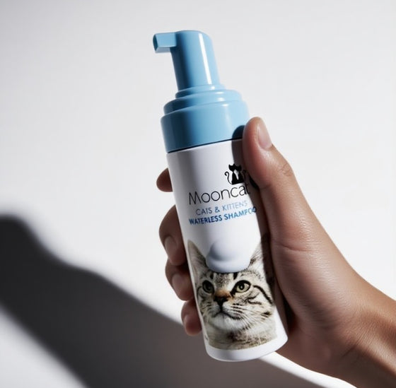 Mooncat Waterless Shampoo for Shorthair Cats and Brush Kit - 5 oz