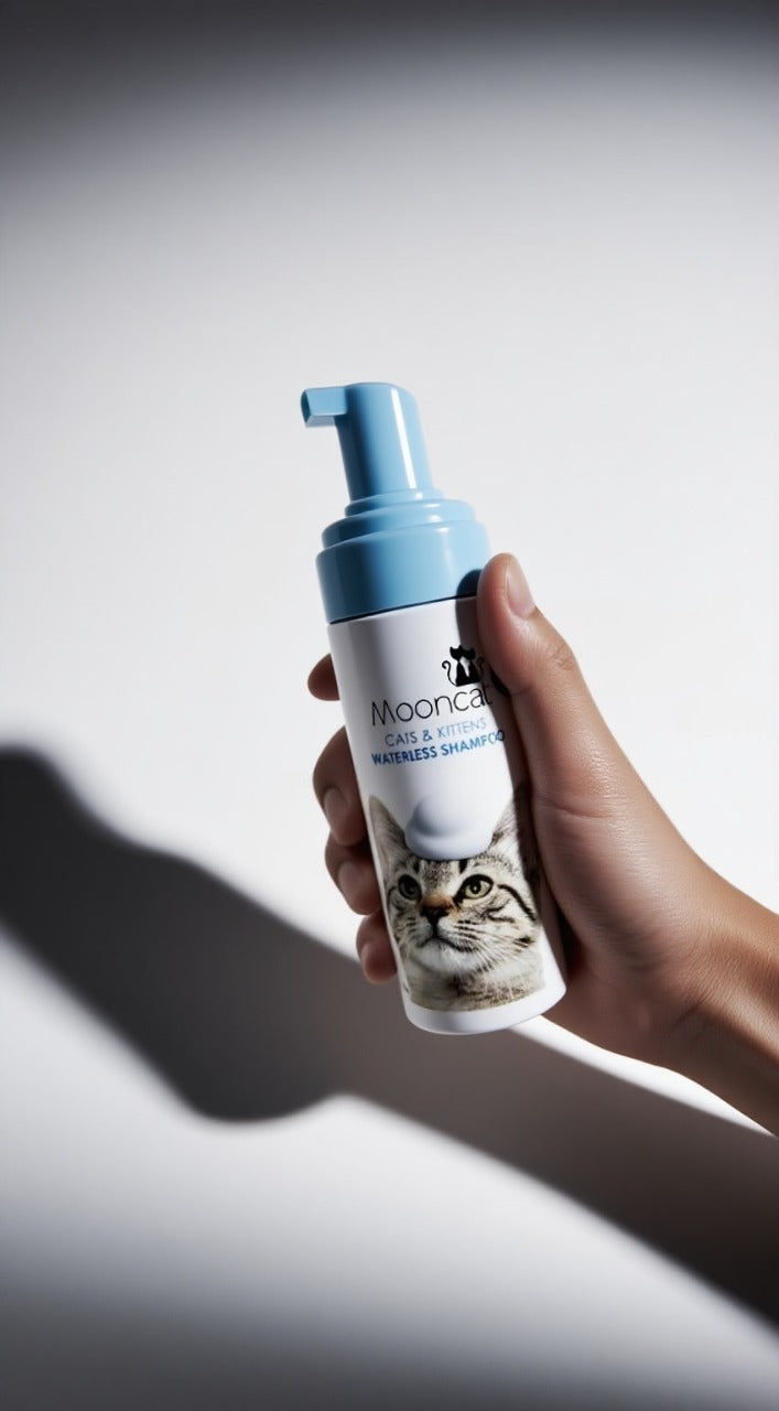 Mooncat Waterless Shampoo for Shorthair Cats and Brush Kit - 5 oz