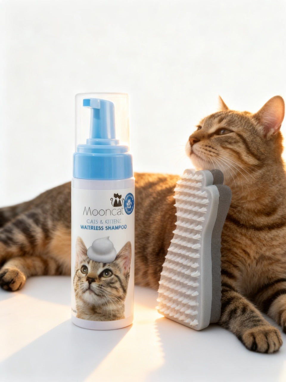 Mooncat® Waterless Shampoo for Longhair Cats and Brush Kit - 5 oz