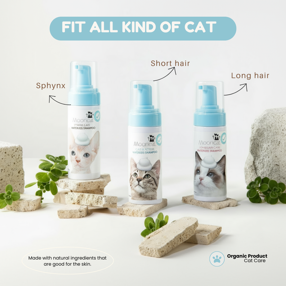 Mooncat® SnapBath Dry Cat Shampoo(5oz) & Brush — Mess‑Free Refresh