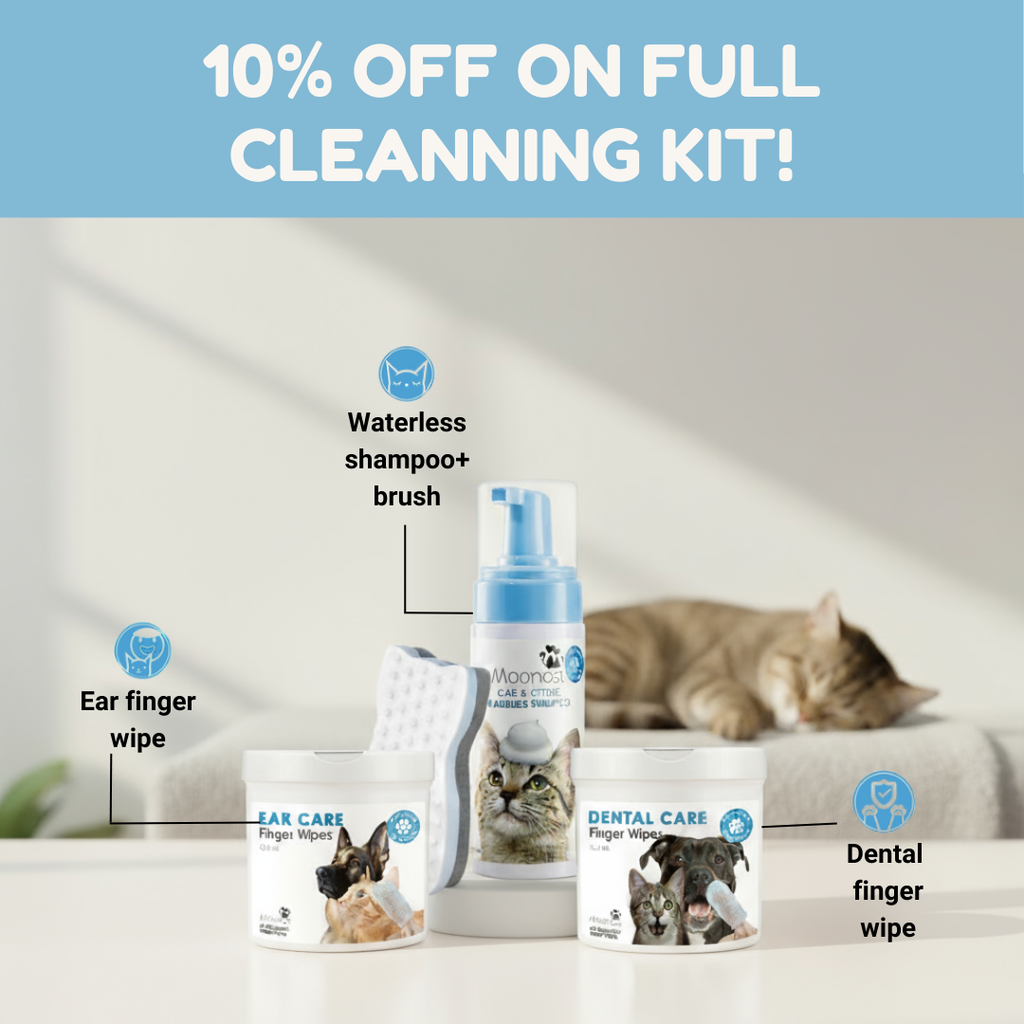 Mooncat® SnapBath Dry Cat Shampoo(5oz) & Brush — Mess‑Free Refresh