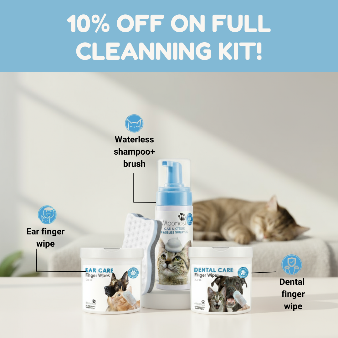 Mooncat® SnapBath Dry Cat Shampoo(5oz) & Brush — Mess‑Free Refresh