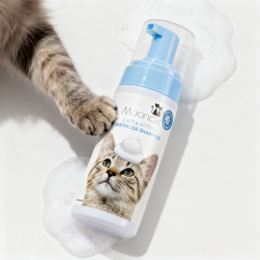 Mooncat® Waterless Shampoo for Shorthair Cats and Brush Kit - 5 oz
