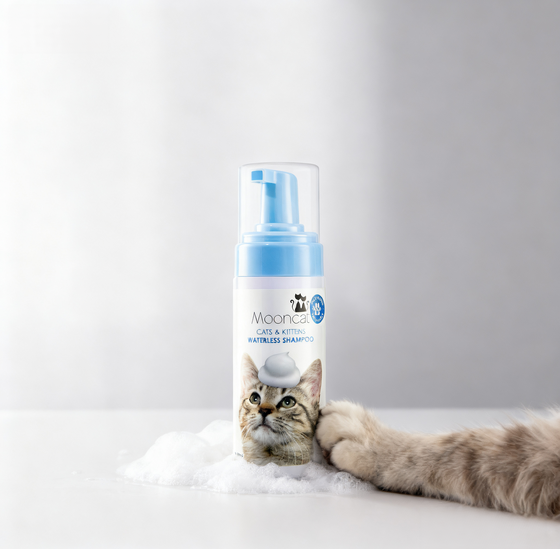 【Mooncat】Waterless Shampoo for Cats and Brush Kit - 5 oz for Shorthair Cats