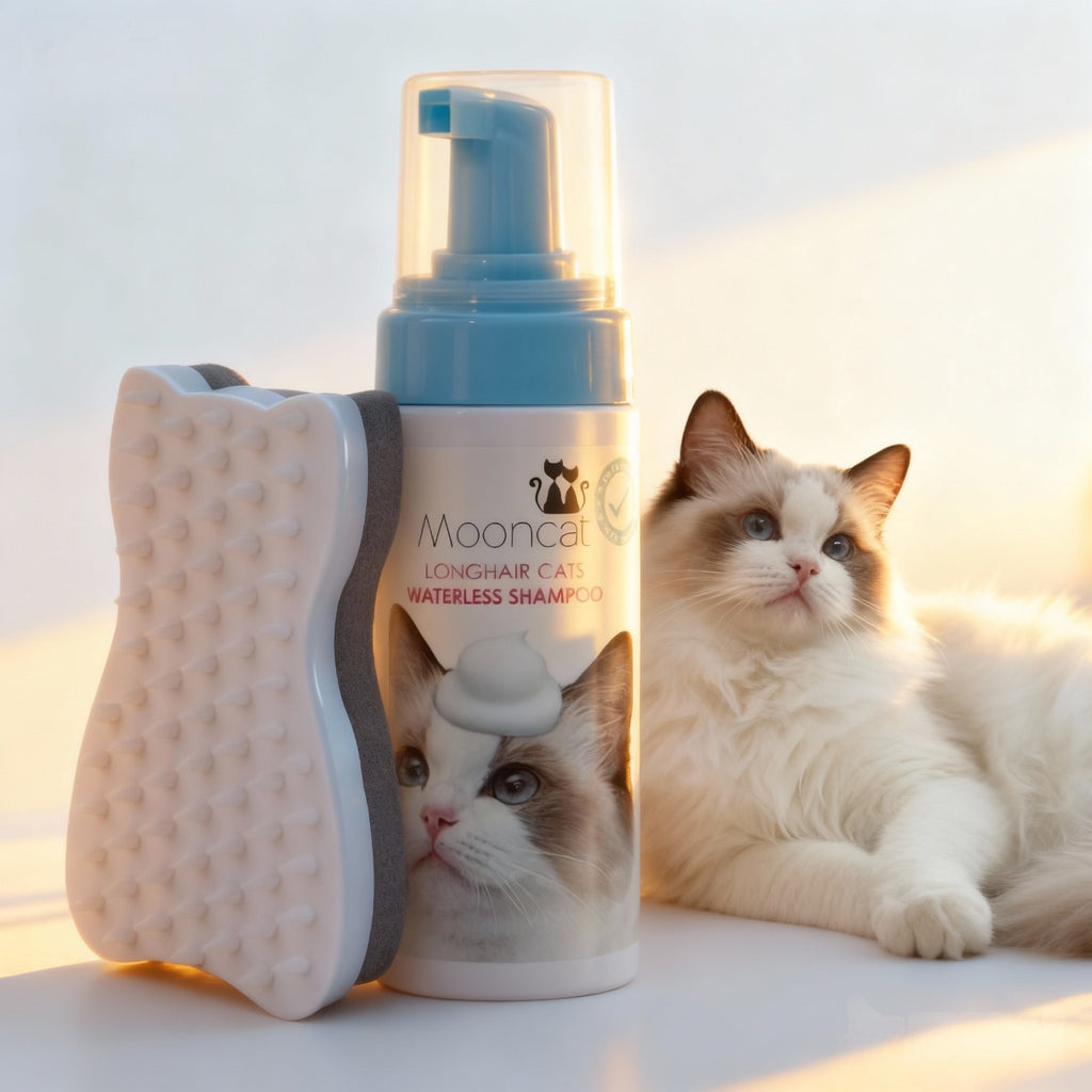 Mooncat® Waterless Shampoo for Longhair Cats and Brush Kit - 5 oz
