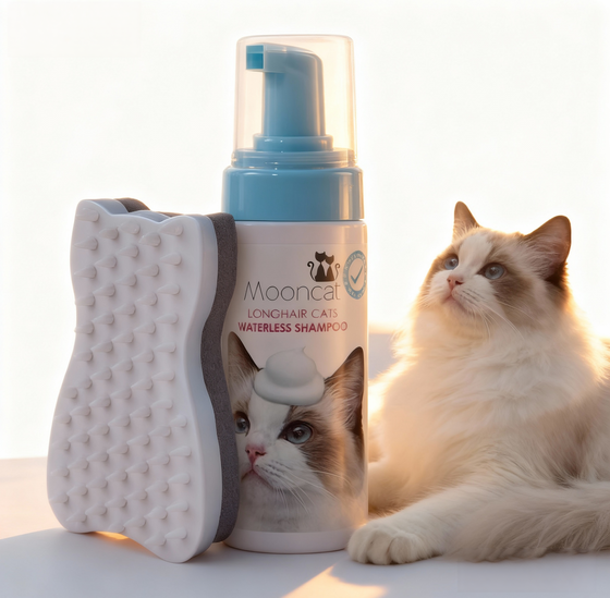 Mooncat® SnapBath Dry Cat Shampoo(5oz) & Brush — Mess‑Free Refresh