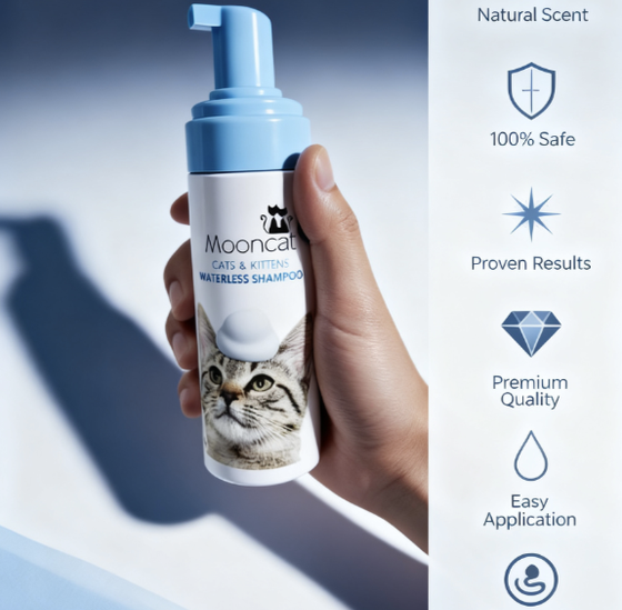 【Mooncat】Waterless Shampoo for Cats and Brush Kit - 5 oz for Shorthair Cats