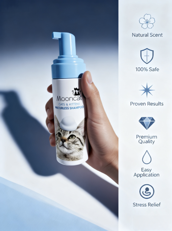 【Mooncat】Waterless Shampoo for Cats and Brush Kit - 5 oz for Shorthair Cats